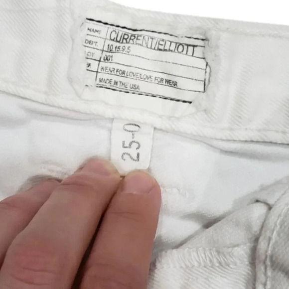 Current/Elliott White Denim Distressed Jean Shorts 25 - Picture 4 of 4